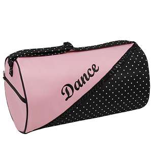 Sassi Designs Black Pink Dotted Boutique Small Roll Dance Duffel Bag 