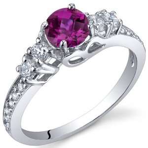 Enchanting 0.75 Carats Ruby Ring in Sterling Silver Rhodium Finish 