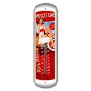  Muscle Car Pinup Girls Thermometer   Victory Vintage Signs 