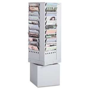   Rotary Magazine Rack, 44 Compartments, 14w x 14d x 48h, Gray SAF4324GR