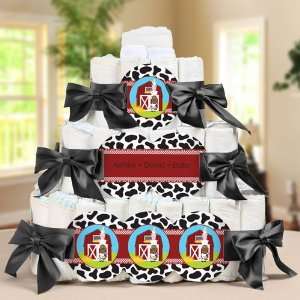   Animals Personalized Square   3 Tier Diaper Cake   Baby Shower Gift