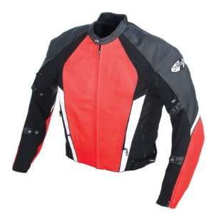   Mens Leather Motorcycle Jacket Red/Black 52 9051 0152 Automotive