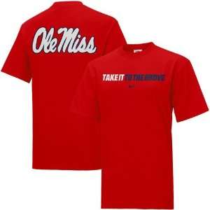   Nike Mississippi Rebels Red Rush the Field T shirt