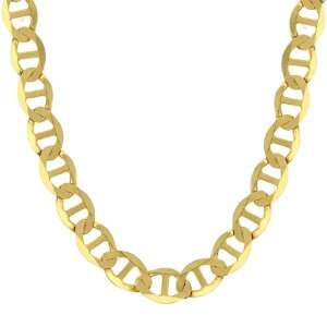  Mens 14k Yellow Gold 7.45mm Flat Mariner Chain Necklace 