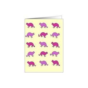 cats,cats,cats,yellow and mauve Card