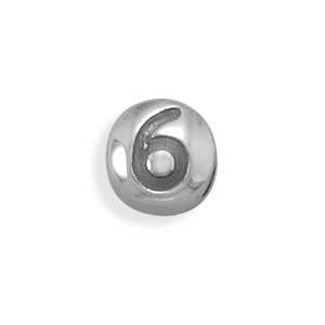   Sterling Silver Number 6 Story Bead Charm   JewelryWeb Jewelry