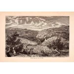  1875 Wood Engraving Mount Olive Olivet East Jerusalem 
