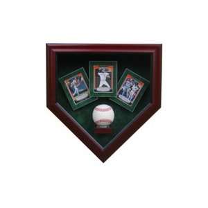  1 Baseball With 3 Cards Homeplate Shaped Display Case 