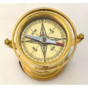  4.5 Gimbaled Brass Compass Nautical Ship Decor