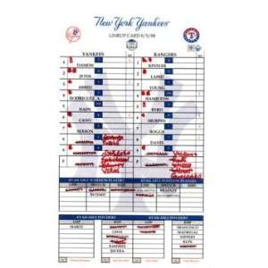  Yankees at Rangers 8 05 2008 Game Used Lineup Card (MLB 