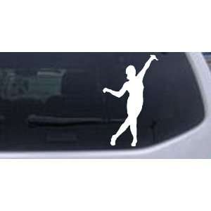 Dancer Silhouettes Car Window Wall Laptop Decal Sticker    White 8in X 