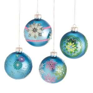  Small Blue Patterned Christmas Ball Ornament Case Pack 8 