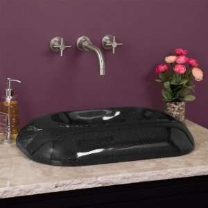  Granite Arched Rectangular Vessel Sink   Black Granite 