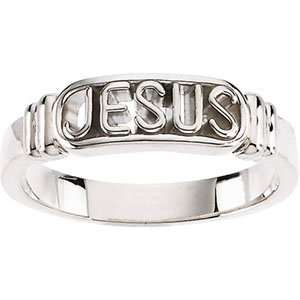 R16611 Sterling Size 8 Ladies In The Name Of Jesus Chastity Ring W 