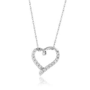   Gold 0.25 Carat Diamond Heart Pendant w/ 18 Gold Rope Chain Jewelry