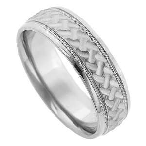  6.0 Millimeters 18 Karat White Gold Wedding Ring with 