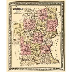  WINDHAM COUNTY VERMONT (VT) MAP 1876