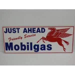  MOBILGAS OLD STYLE FRIENDLY SERVICE WITH RED STRIPE AND 