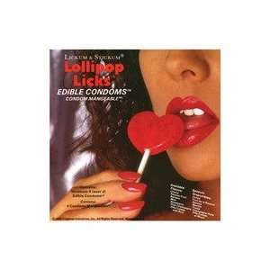  Lollipop Licks Edible Condoms   Asst Flavors Box of 4 