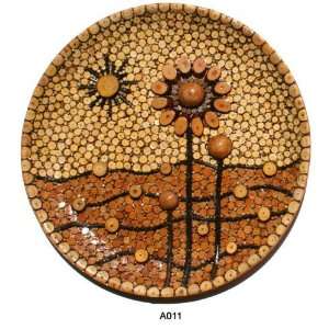  14 Inch Round Bamboo Wood Collage Plaques   A013