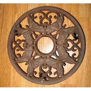 Cast Iron Plant Stand W/3 Rollin Casters Antiqued Rust  