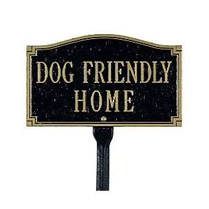  Dog Friendly Home Plaque   BLACK/GOLD   Improvements Pet 