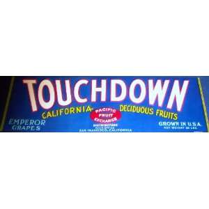  Original Touchdown Crate Label, 1930s 