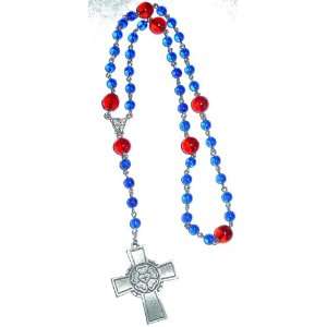  Lutheran Rosary, Prayer Beads   Cobalt & Ruby Czech Glass 
