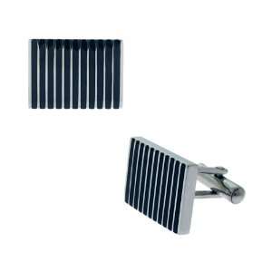  316L Stainless Steel Cuff Link with Black PVD Stripes 
