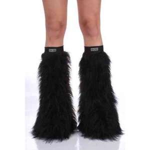  Black Faux Fur Fuzzy Furry Legwarmers 