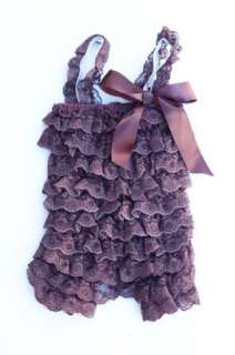  Baby Lace Ruffle Romper   Brown Clothing