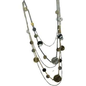   Multi Chain Disk Neckace for Layering   Black, Gold, Silver Finishes