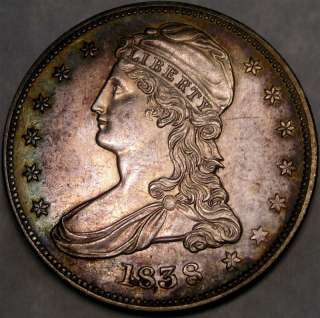 1838 CAPPED BUST REEDED EDGE SILVER HALF DOLLAR HIGH QUALITY W 
