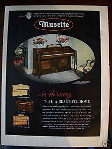 1952 French Provincial MUSETTE PIANO Color Ad  