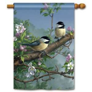 Magnet Works, Ltd. 100% All Weather Polyester Apple Blossom Chickadees 