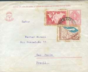 ARGENTINA TO BRAZIL Postal Stationery + Stamp and CINDERELLA FVF 
