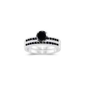  1.70 2.09 Cts Black Diamond Matching Ring Set in 14K White 