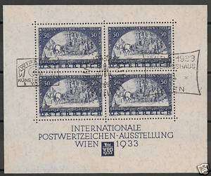 Austria 1933 YV Bloc 1 special WIPA cancels SUP  