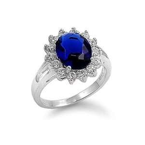 Blue Sapphire CZ Diana Engagement Ring Kate Middleton  