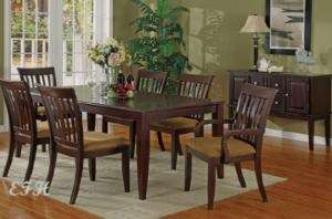 FONTANA 7PC CAPPUCCINO DINING WOOD TABLE SET CHAIRS  
