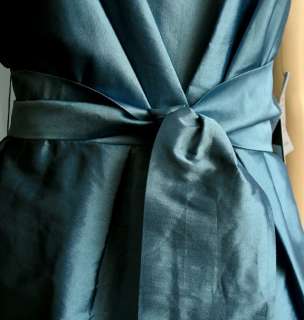 Monique Lhuillier Blue Tie Waist Taffeta Dress 10P 10 P  