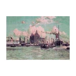  Port Traffic on the River Mersey 12x18 Giclee on canvas 