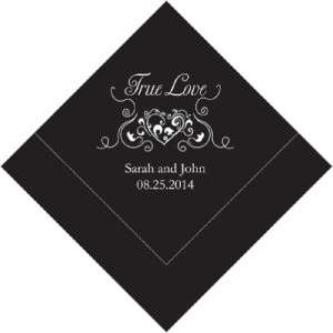 100 True Love with Heart Filigree Personalized Napkins  