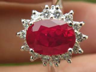 DAZZLING RED RUBY TOPAL &WHITE SAPPHIRE RING 925 SILVE  
