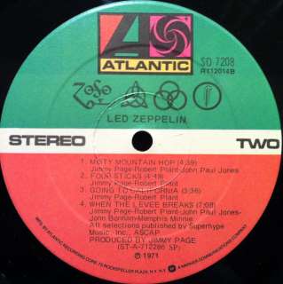 LED ZEPPELIN iv 4 zoso LP VG+ R 112014 Rare 1971 RCA Record Club 1s w 