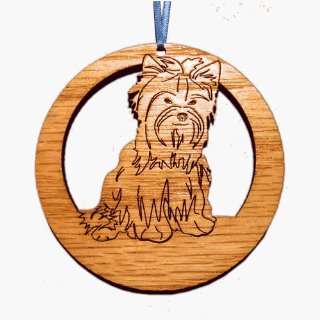    Etched Yorkshire Terrier Dog Ornaments   Set of 6