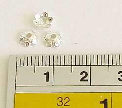 TWH Thai Sterling Silver 40 Dot Print Bead Caps 5.5 mm.  