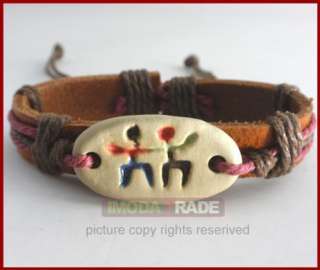 Handmade Zodiac Genuine Leather Bracelet Vintage Cuff  
