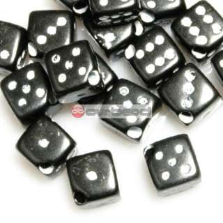 10g Approx 45pcs Acrylic Beads Black Dice Cube AR0381  