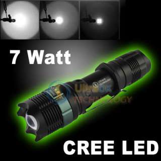 7W Watt CREE LED High Power Zoom Flashlight Torch Lamp  